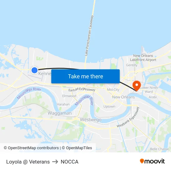 Loyola @ Veterans to NOCCA map