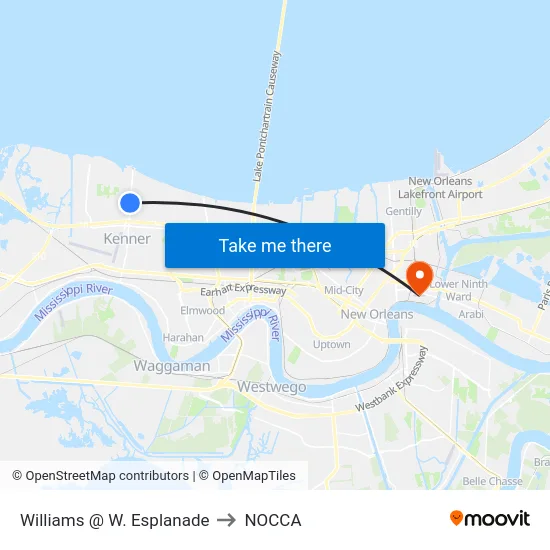 Williams @ W. Esplanade to NOCCA map