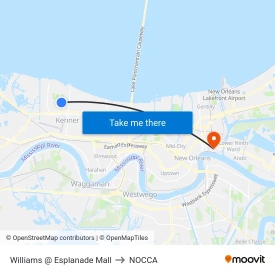 Williams @ Esplanade Mall to NOCCA map