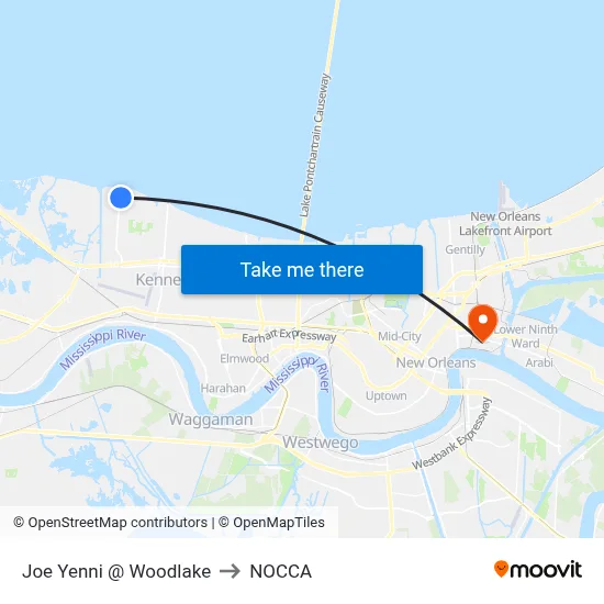 Joe Yenni @ Woodlake to NOCCA map