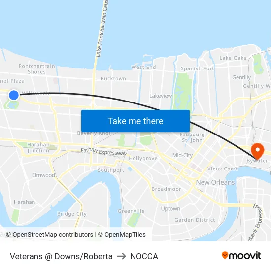Veterans @ Downs/Roberta to NOCCA map