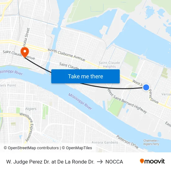 W. Judge Perez Dr. at De La Ronde Dr. to NOCCA map