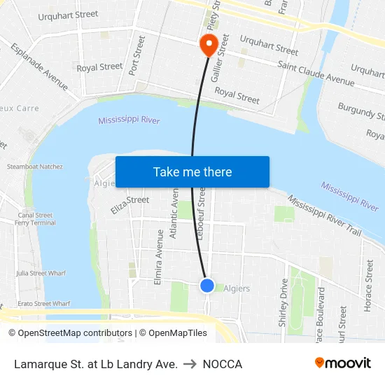 Lamarque St. at Lb Landry Ave. to NOCCA map