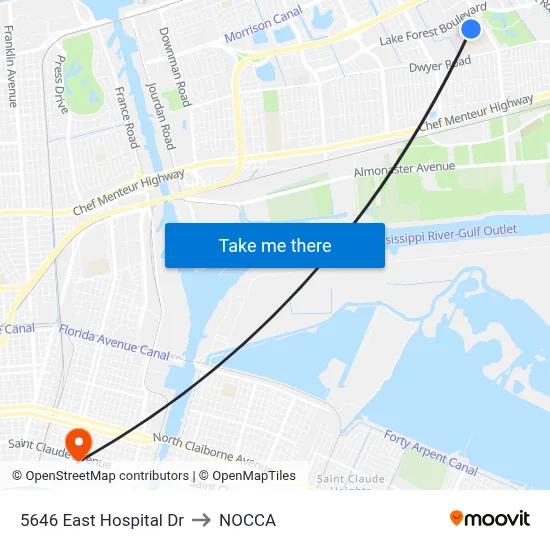 5646 East Hospital Dr to NOCCA map