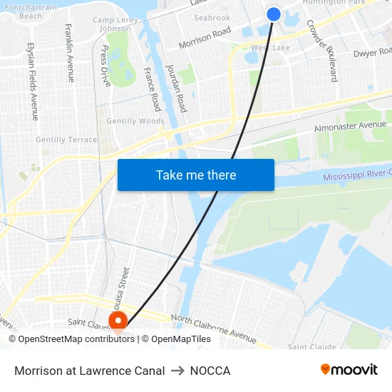 Morrison at Lawrence Canal to NOCCA map