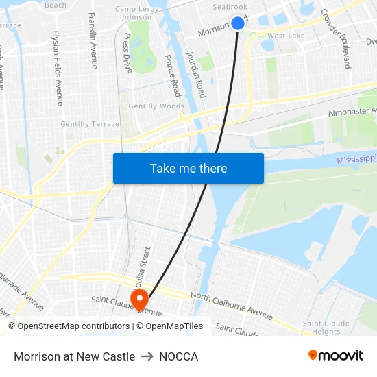 Morrison Rd. at New Castle St. to NOCCA map