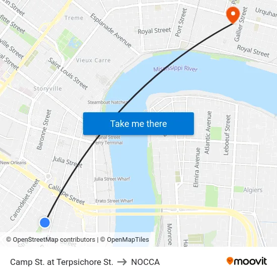 Camp St. at Terpsichore St. to NOCCA map