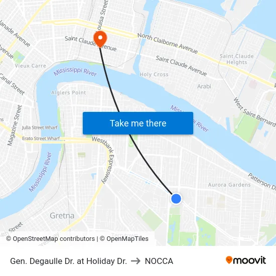 Gen. Degaulle Dr. at Holiday Dr. to NOCCA map