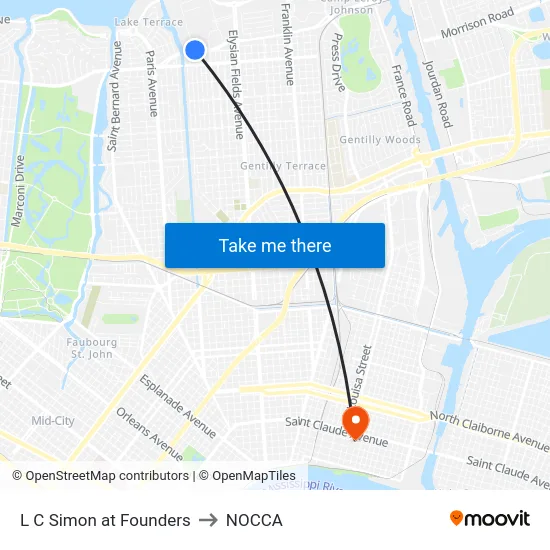 L C Simon at Founders to NOCCA map