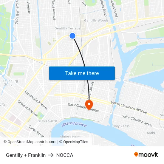 Gentilly + Franklin to NOCCA map