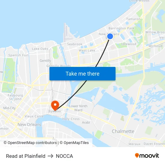 Read at Plainfield to NOCCA map