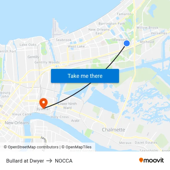 Bullard at Dwyer to NOCCA map