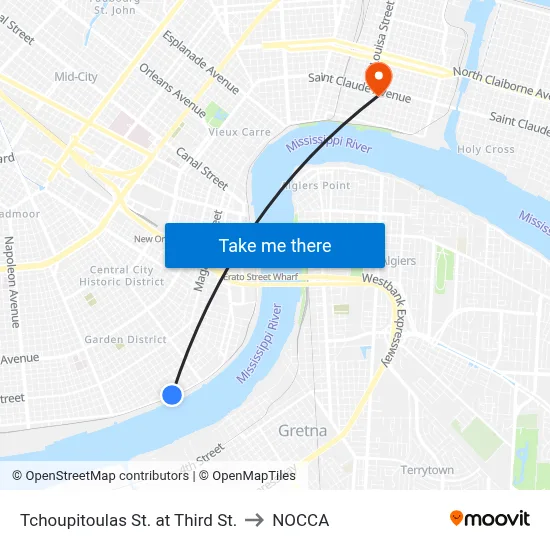 Tchoupitoulas St. at Third St. to NOCCA map