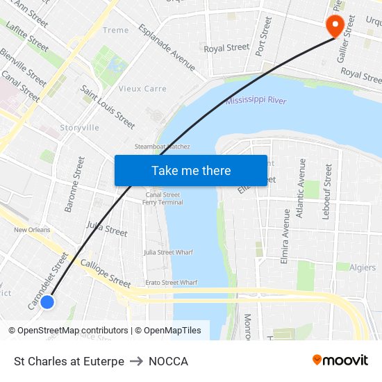 St Charles at Euterpe to NOCCA map