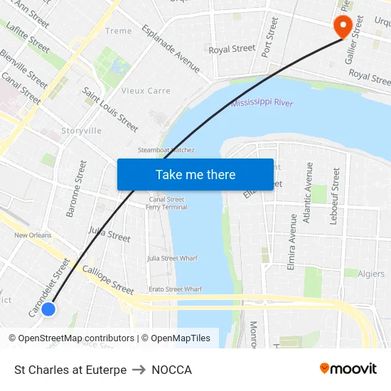 St Charles at Euterpe to NOCCA map