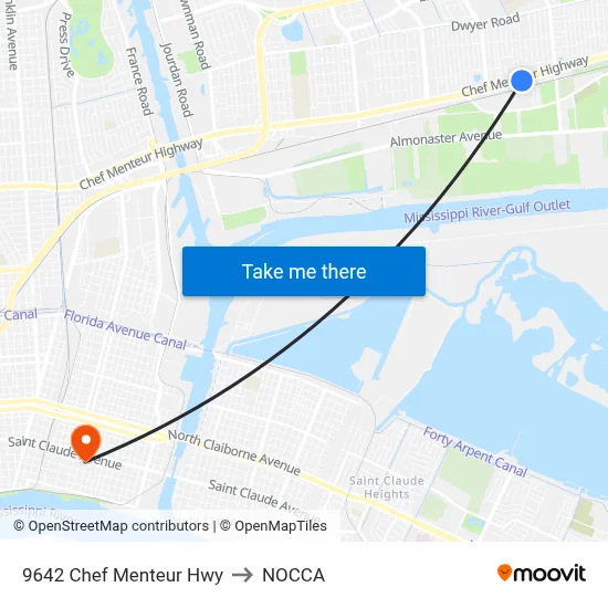 9642 Chef Menteur Hwy to NOCCA map