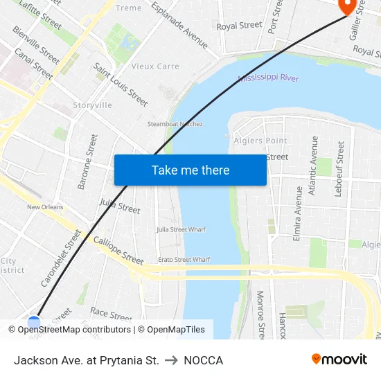 Jackson Ave. at Prytania St. to NOCCA map