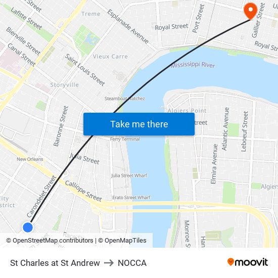 St Charles at St Andrew to NOCCA map