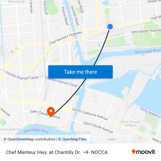 Chef Menteur Hwy. at Chantilly Dr. to NOCCA map