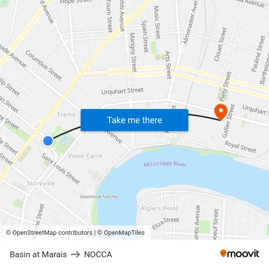 Basin at Marais to NOCCA map