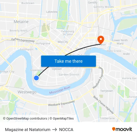 Magazine at Natatorium to NOCCA map