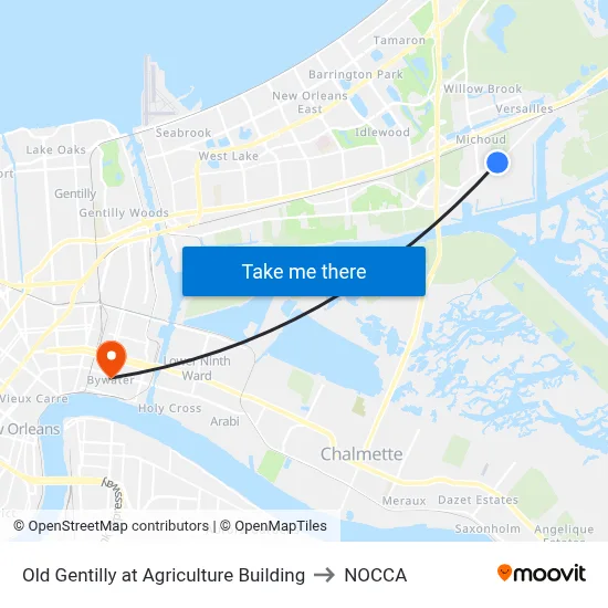 Old Gentilly at Agriculture Building to NOCCA map