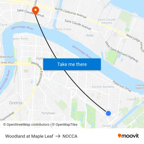 Woodland at Maple Leaf to NOCCA map