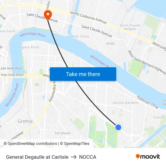 General Degaulle at Carlisle to NOCCA map