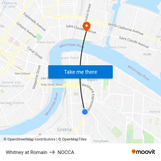 Whitney at Romain to NOCCA map