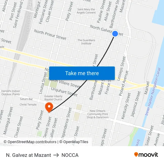 N. Galvez at Mazant to NOCCA map