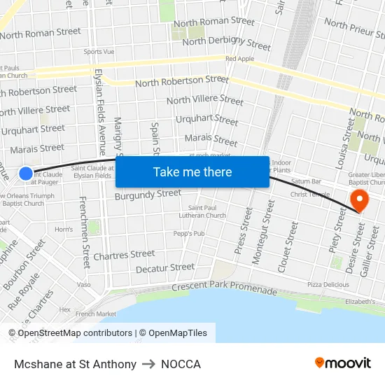 Mcshane at St Anthony to NOCCA map