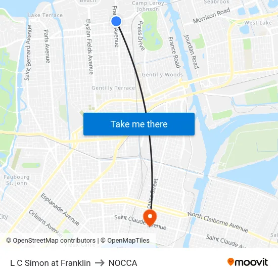 L C Simon at Franklin to NOCCA map