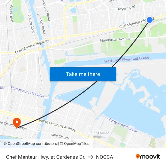 Chef Menteur Hwy. at Cardenas Dr. to NOCCA map