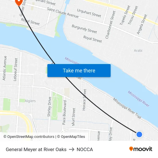 General Meyer at River Oaks to NOCCA map