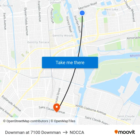 Downman at 7100 Downman to NOCCA map