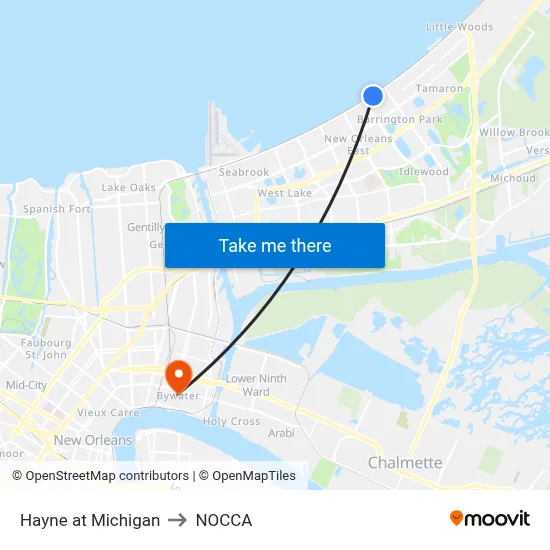 Hayne at Michigan to NOCCA map