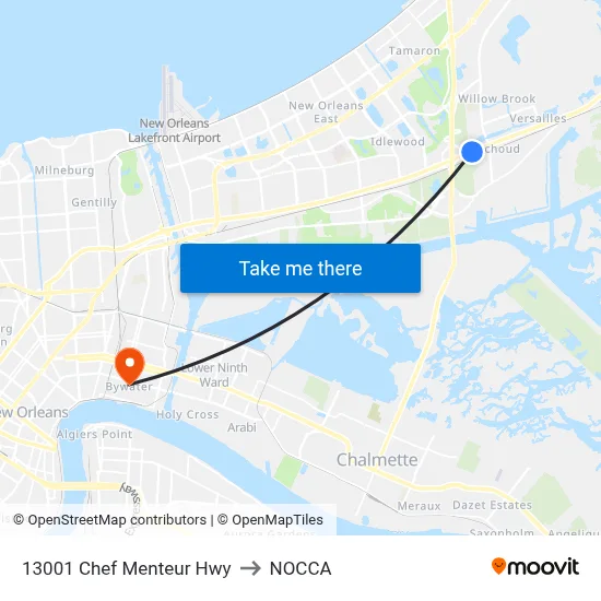 13001 Chef Menteur Hwy to NOCCA map