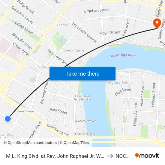 M.L. King Blvd. at Rev. John Raphael Jr. Way to NOCCA map