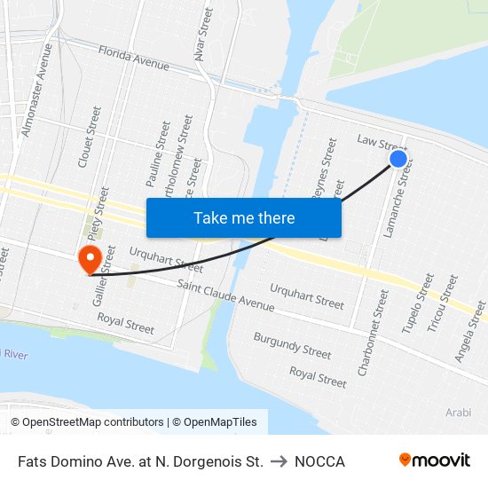 Fats Domino Ave. at N. Dorgenois St. to NOCCA map