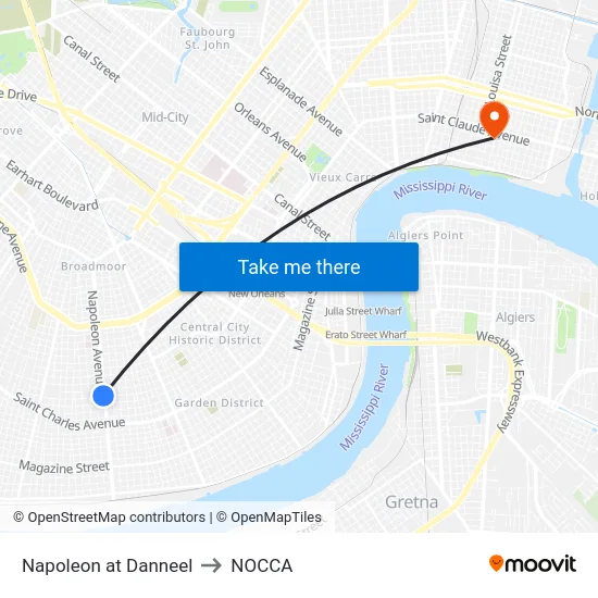 Napoleon at Danneel to NOCCA map