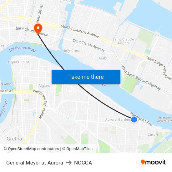 General Meyer at Aurora to NOCCA map