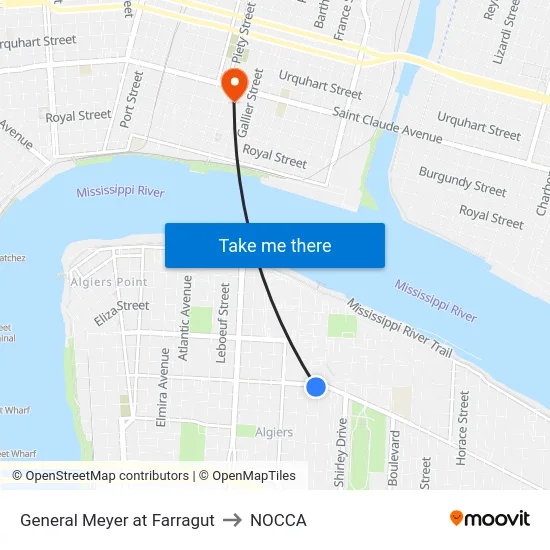 General Meyer at Farragut to NOCCA map