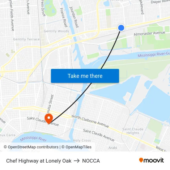 Chef Highway at Lonely Oak to NOCCA map