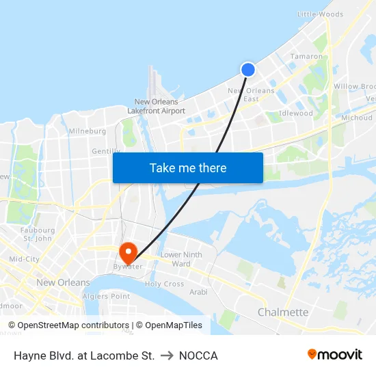 Hayne Blvd. at Lacombe St. to NOCCA map