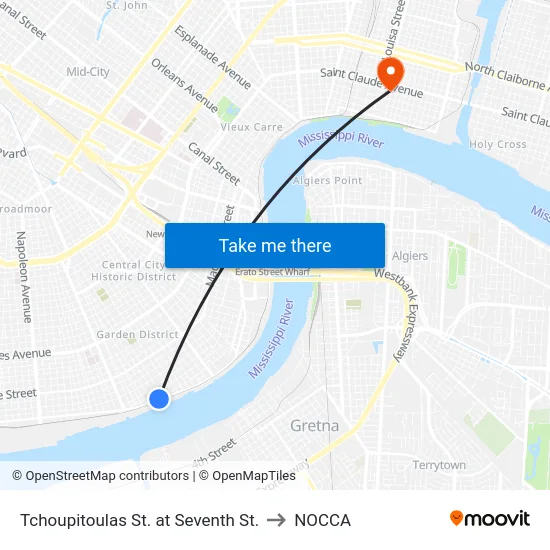 Tchoupitoulas St. at Seventh St. to NOCCA map