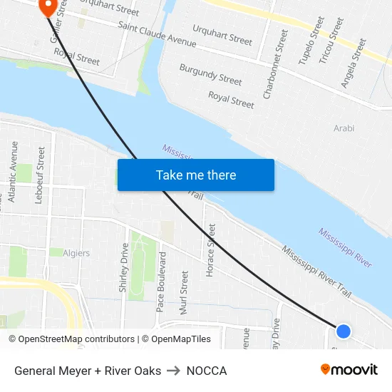 General Meyer + River Oaks to NOCCA map