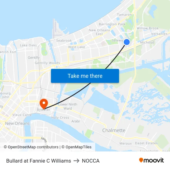 Bullard at Fannie C Williams to NOCCA map