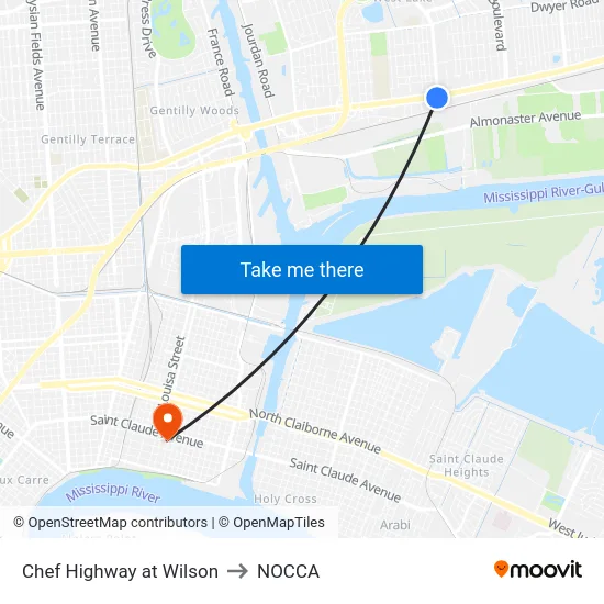 Chef Highway at Wilson to NOCCA map