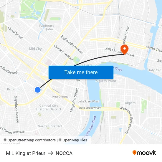 M L King at Prieur to NOCCA map