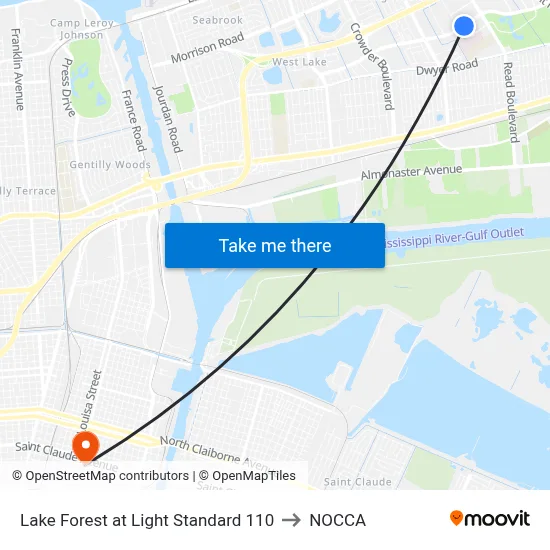 Lake Forest at Light Standard 110 to NOCCA map